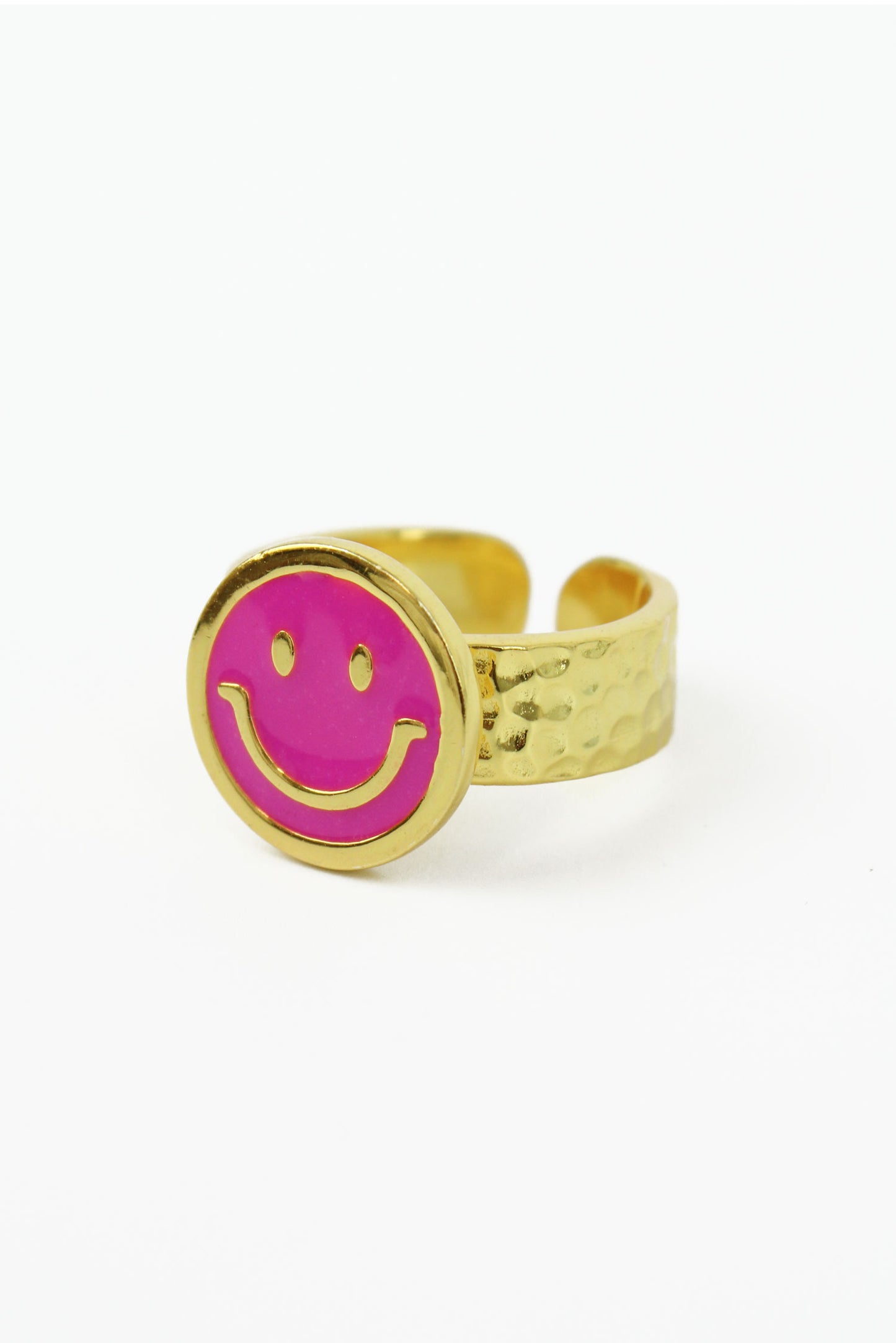 PINK ENAMEL SMILEY RING (7859067420888)