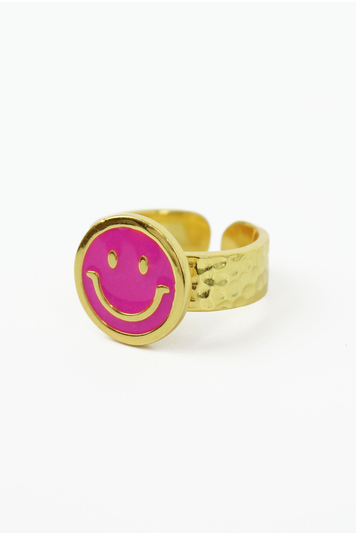 PINK ENAMEL SMILEY RING (7859067420888)