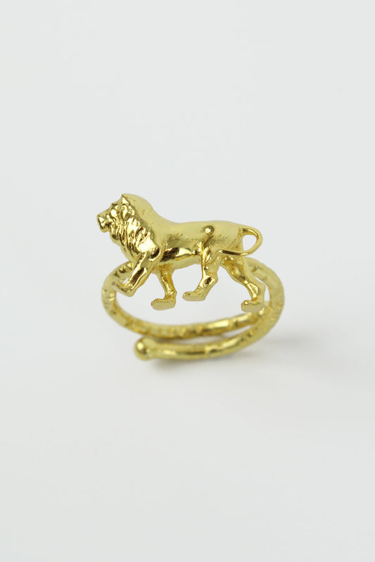 GOLD LION ADJUSTABLE RING (7673521176792)