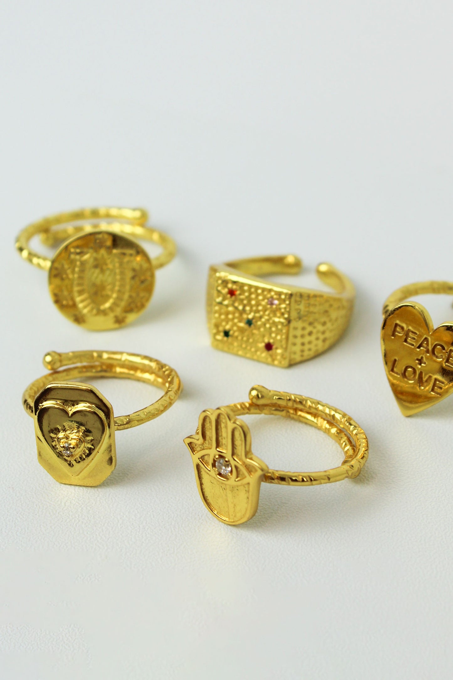 GOLD STATEMENT RINGS - PACK OF 10 (7896076550360)
