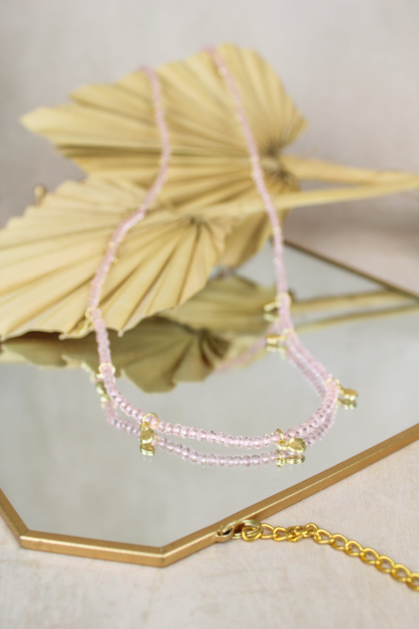 *PREORDER* PINK FACET BEAD LONG NECKLACE WITH CHARMS (7573208367320)