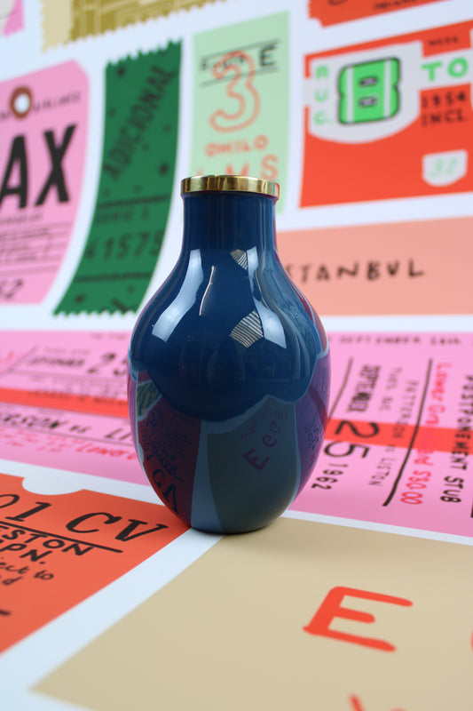 *PREORDER* SMALL ENAMEL BRASS VASE CELESTIAL BLUE (7572077805784)